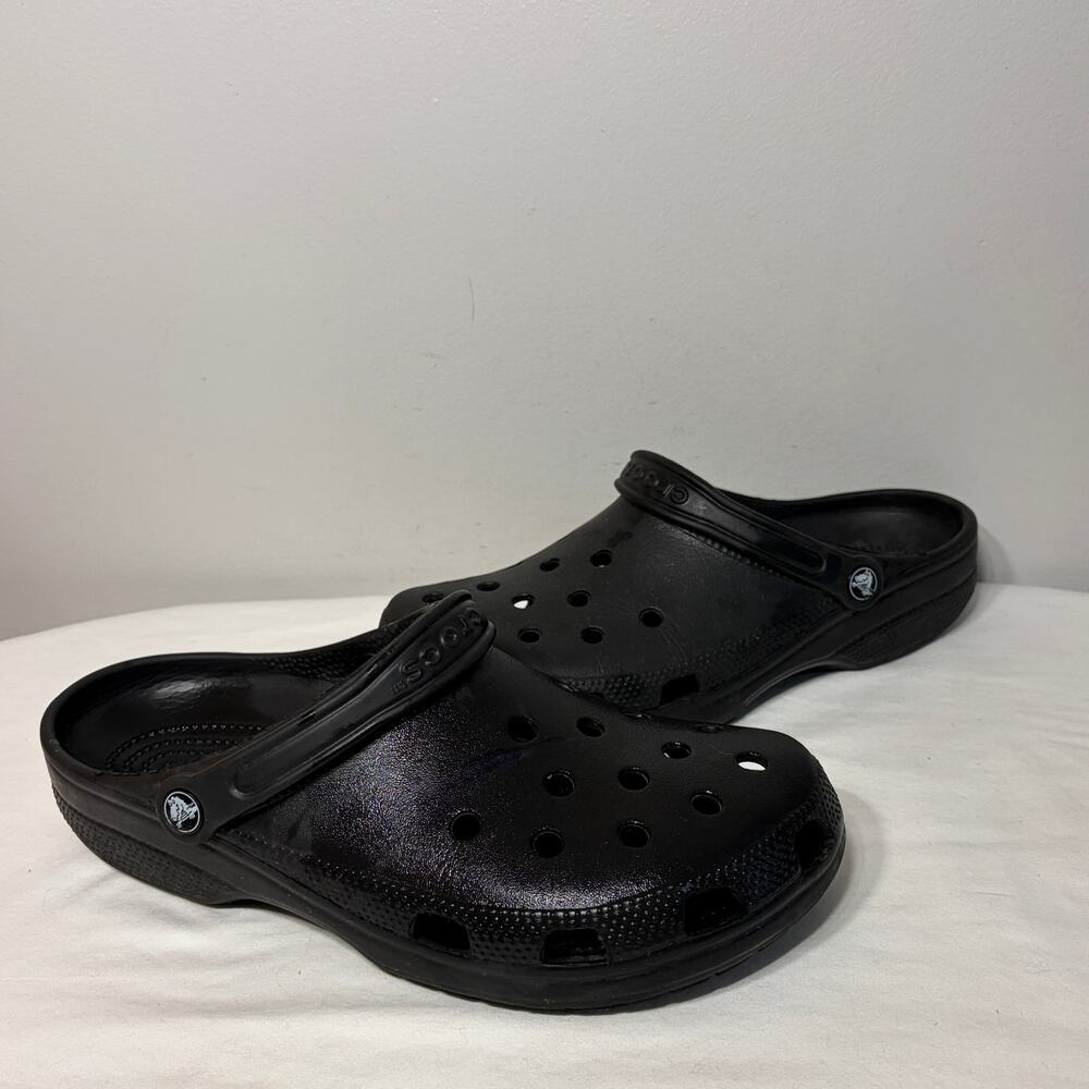 Crocs Clogs Shoes Black Unisex Rubber Comfy Casual Slip On Travel Medical 9/11